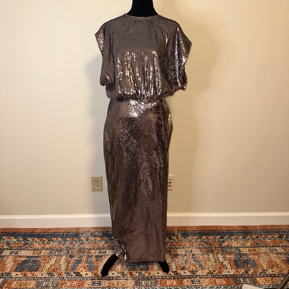 Zara Long Maxi Sequin Dress with scooped back - Picture 7 of 12